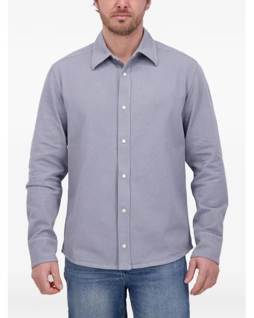 A.P.C. Blue Embroidered Logo Overshirt for men