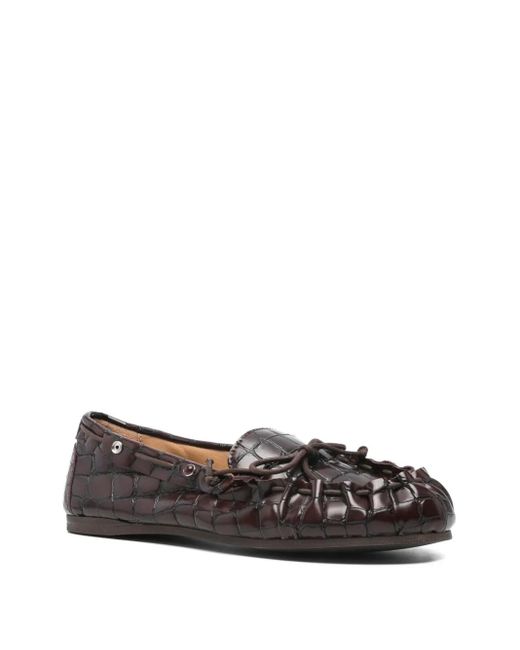 P.A.R.O.S.H. Gray Crocodile-Effect Loafers