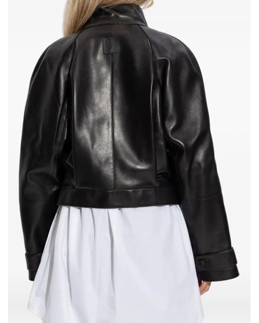 Loewe ベルテッド レザーコート Black