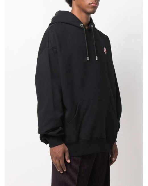 Gcds Blue Logo-Patch Cotton Hoodie for men
