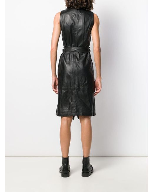 black leather wrap dress