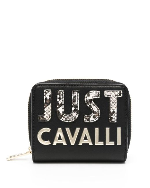 Portafoglio bi-fold con logo di Just Cavalli in Black