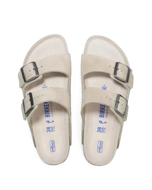 Birkenstock White Arizona Suede Slippers