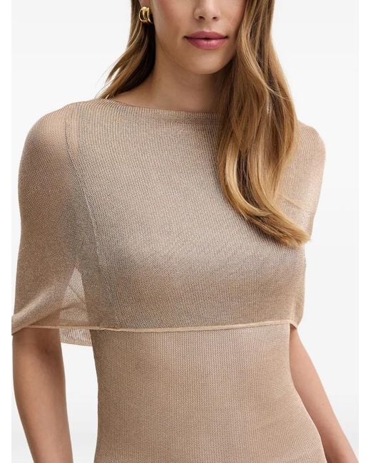 SIMONA CORSELLINI Natural Open-Back Mesh-Knit Maxi Dress