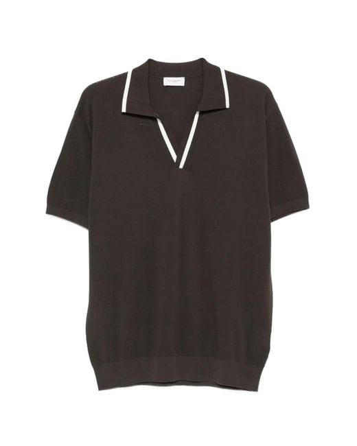 Paolo Pecora Black V-Neck Trimmed T-Shirt for men