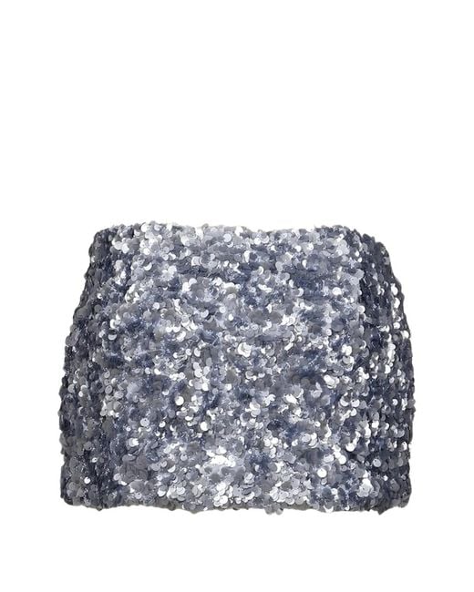 GLOWNY Blue Twinkle Sequin-Embellished Mini Skirt