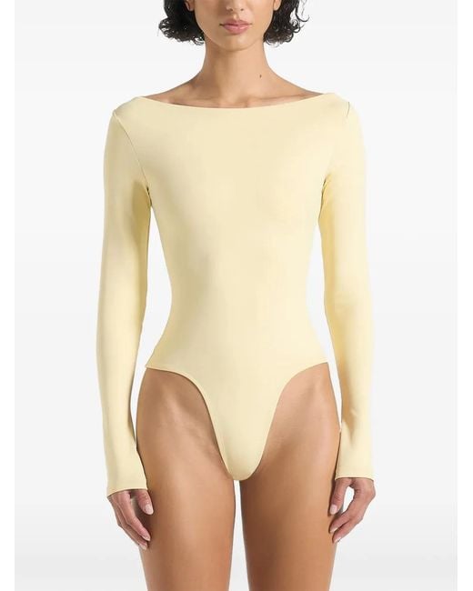 Manière De Voir Natural Bs003 Boat-Neck Bodysuit
