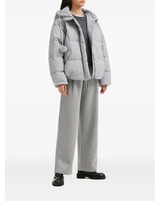 B+ AB Gray Pompom-Detail Puffet Jacket
