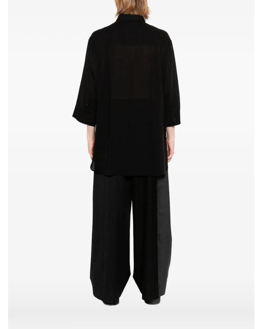 Yohji Yamamoto Black Pleated Sheer Shirt for men