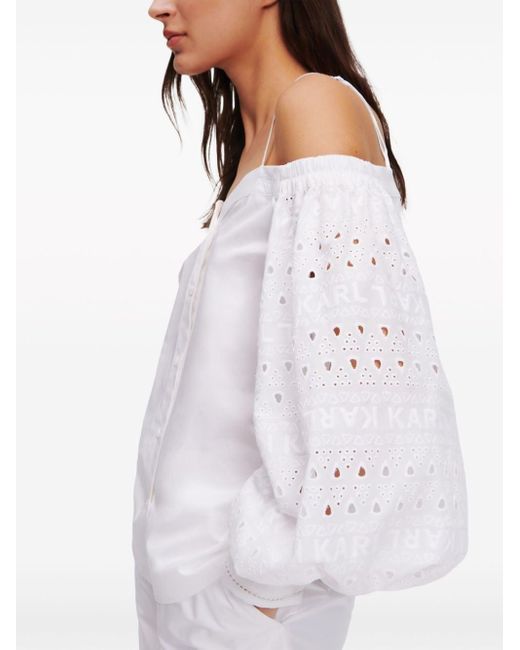 Karl Lagerfeld White Broderie-anglaise Off-shoulder Blouse