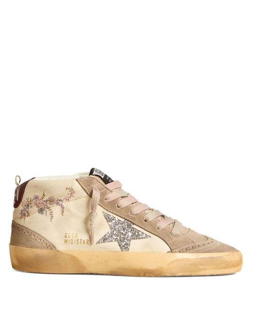 Golden Goose Deluxe Brand Natural Midstar Panelled Embroidered Sneakers