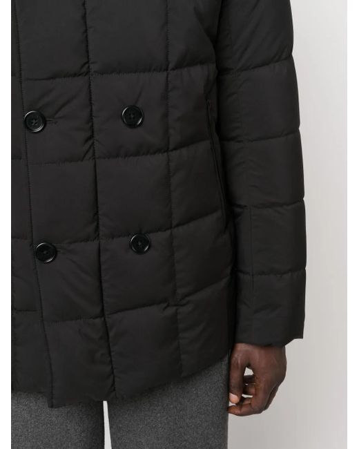 Fay Black Detachable-Hood Zipped Padded Jacket for men