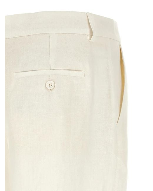 MISENITHE White Dino Pleat-Detail Trousers