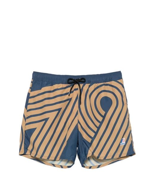 K-Way Blue Le Vrai Oliver Print Drawstring Swim Shorts for men
