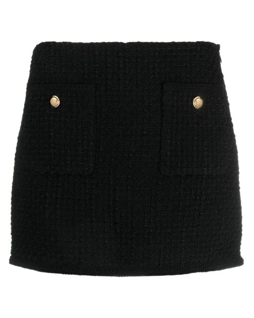 Miu Miu Black Button-Detail Bouclé Miniskirt