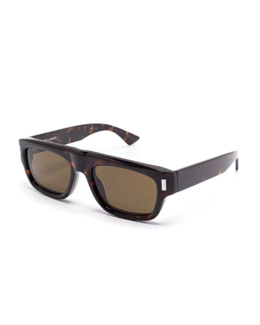Saint Laurent Brown Rectangle-Frame Sunglasses