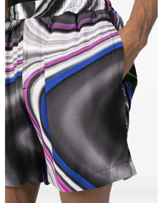 Limitato Black Swirl-Print Elasticated Shorts for men