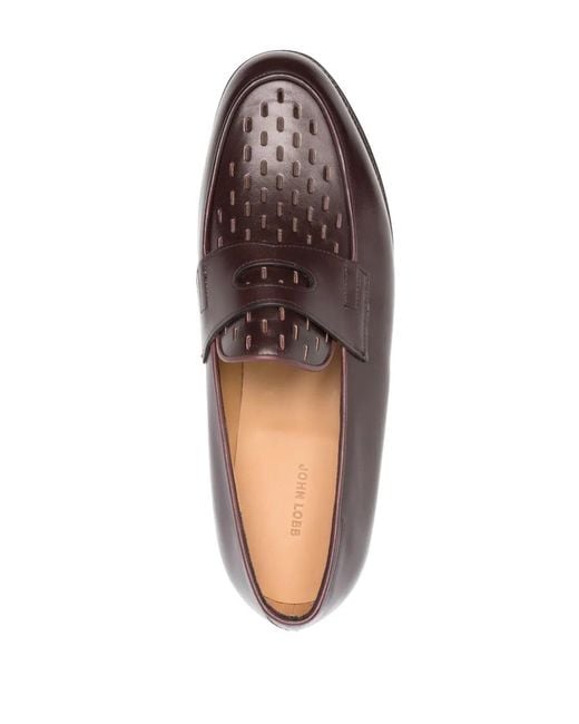 John Lobb Brown Lopez Leather Loafers for men