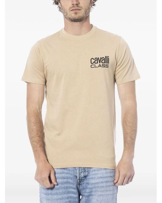 Roberto Cavalli Blue Logo-Print T-Shirt for men