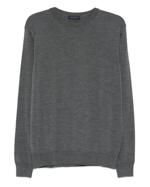 Daniele Fiesoli Gray Crew-Neck Wool Sweater for men