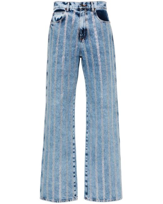 GIUSEPPE DI MORABITO Blue Kristallverzierte Straight-Leg-Jeans