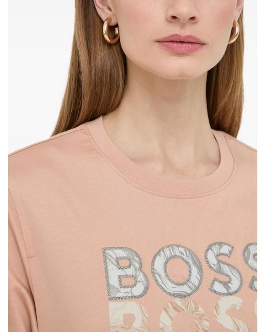 T-Shirt À Détail De Logo Boss en coloris White