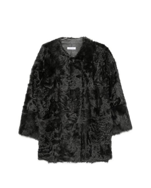 Liska Black Textured Fur-Finish Jacket