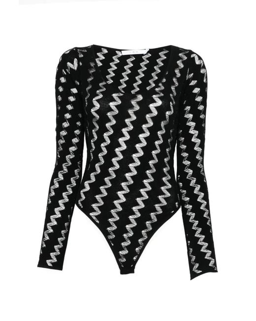 IRO Black Zig Zag Long Sleeve Bodysuit