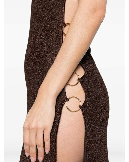 Oseree Brown Ring Turtleneck Maxi Dress