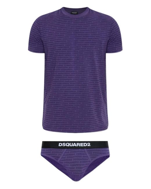 DSquared² Pyjama Mit Logo-Print in Purple für Herren