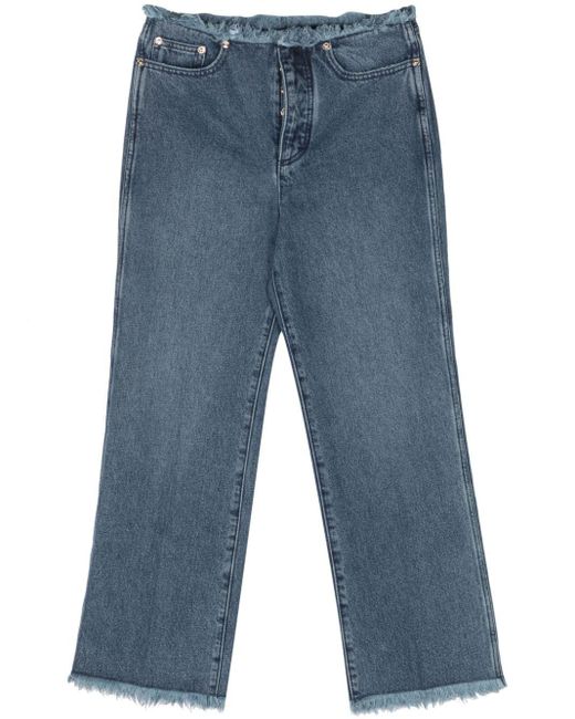MICHAEL Michael Kors Blue Frayed Mid-rise Straight-leg Trousers