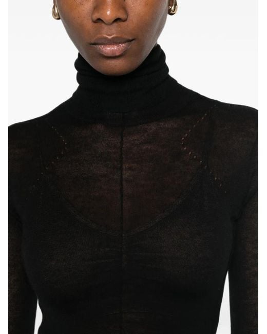 Elisabetta Franchi Black Turtleneck Top