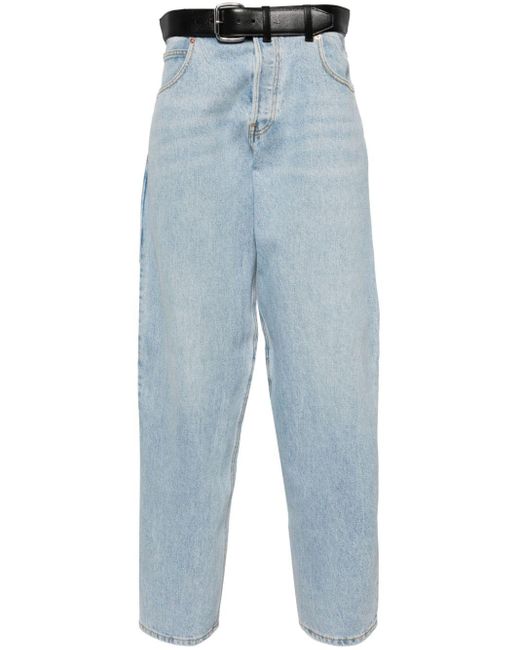 Alexander Wang Blue Leather-belt Cropped Jeans for men