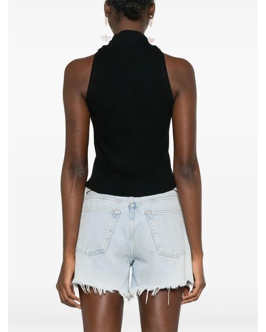 IRO Black Ribbed-Knit Tank Top