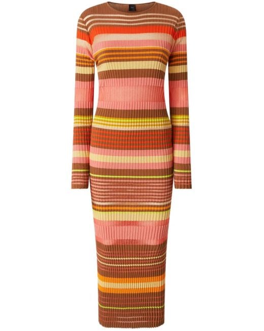 Pinko Gestreepte Midi-Jurk in het Orange