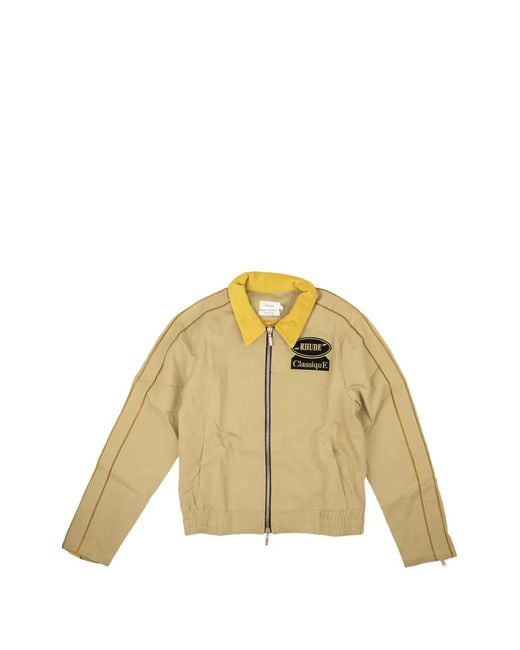 Rhude Metallic Classiquef Logo-Patch Cotton-Twill Jacket for men