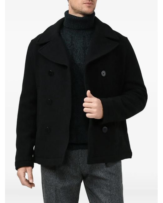 Marc O' Polo Black Double-Breasted Peacoat for men