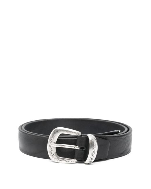 Eraldo Black Engraved-Buckle Belt for men