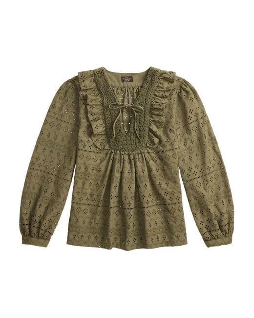 RRL Green Ruffled Blouse