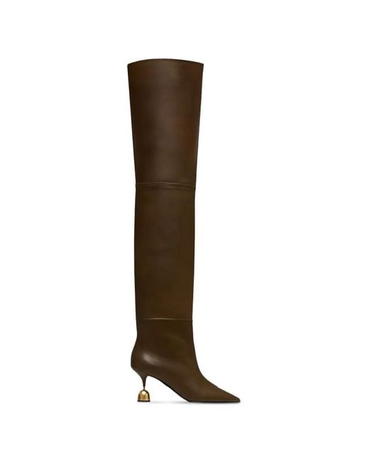 VANDA NOVAK Brown Nicole Over-The-Knee Heeled Boots