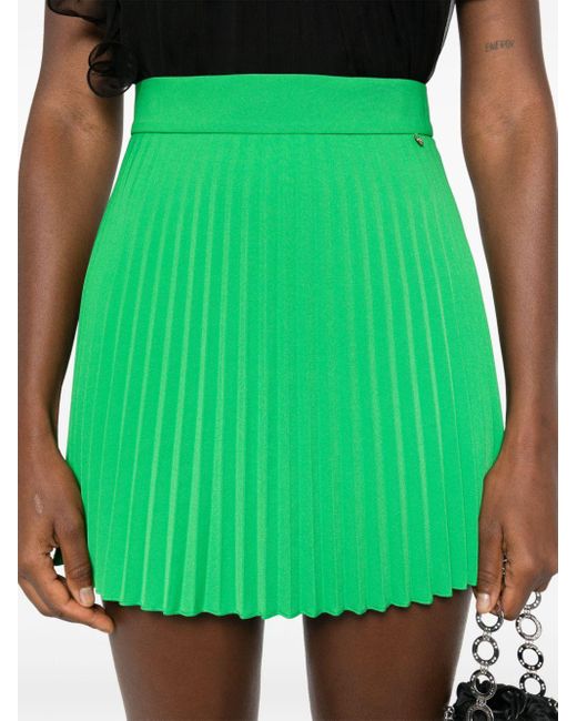 Nissa Green High-waisted Pleated Miniskirt