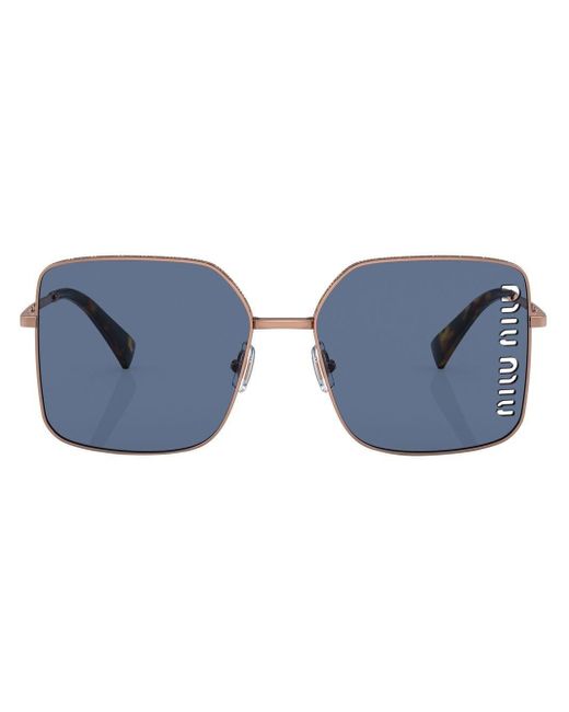 Miu Miu Blue Logo-decal Lense Sunglasses