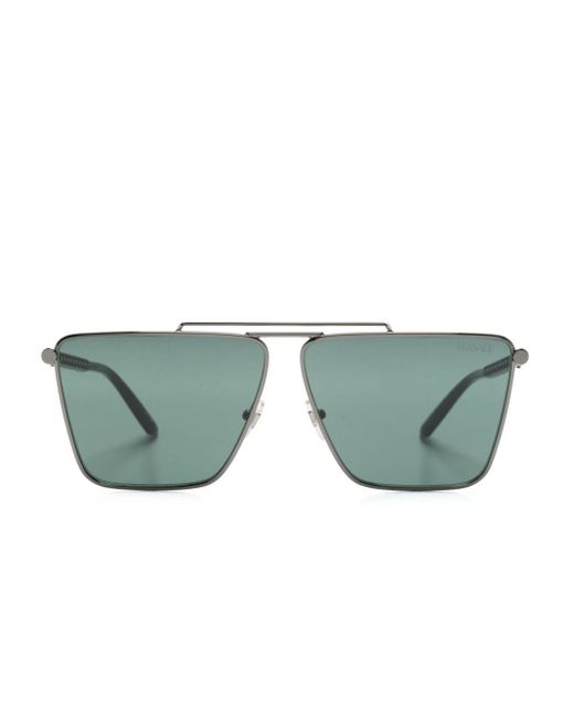 Versace Tubular Greca Sonnenbrille mit eckigem Gestell in Green für Herren
