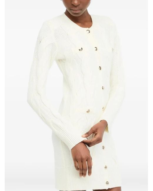 Liu Jo White Cable-Knit Buttoned Dress