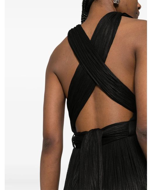 Maria Lucia Hohan Black Kim Plissé Silk Maxi Dress