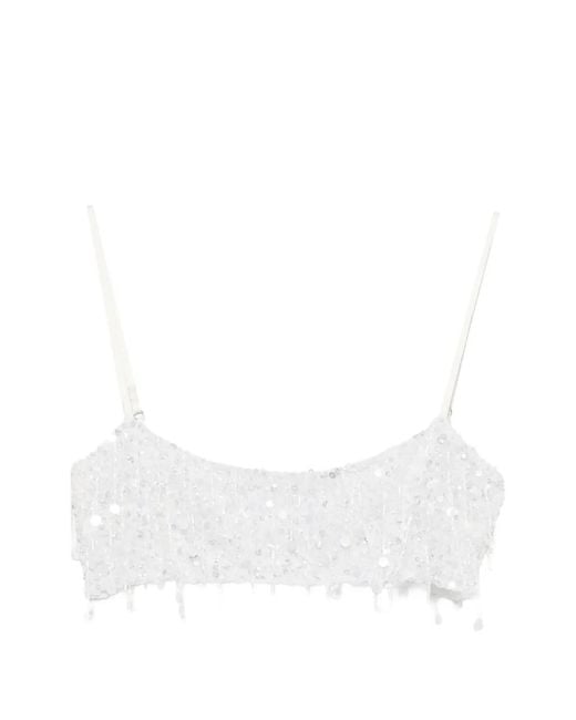 Asta Resort White Yasmin Bead-Embellished Bralette