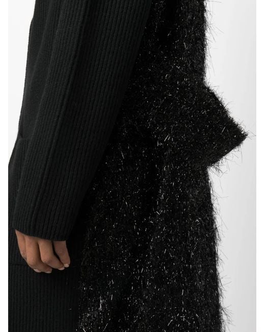 Fabiana Filippi Black Bouclé-Detailing Knitted Cardi-Coat