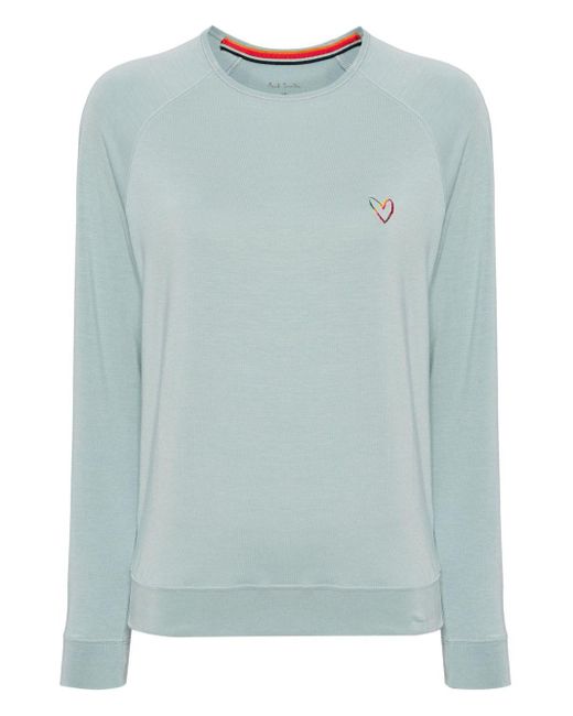 Paul Smith Blue Heart-embroidered Modal-blend Sweatshirt