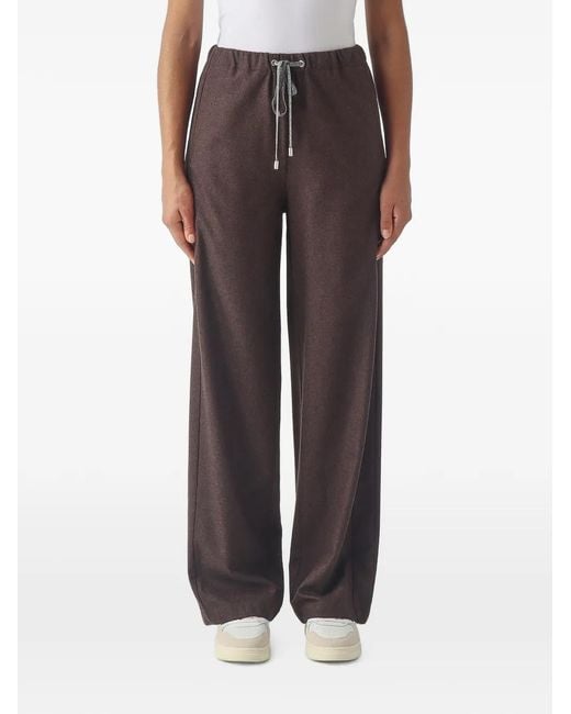 Gran Sasso Brown Drawstring Wide-Leg Trousers
