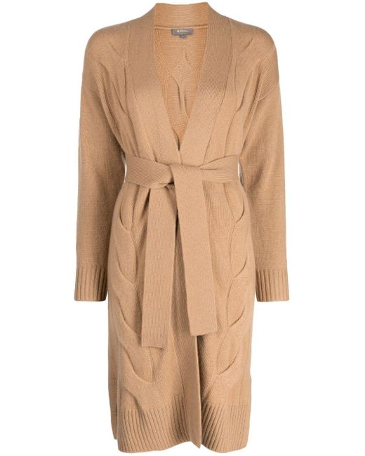 N.Peal Cashmere Natural Cable-knit Cashmere Cardigan